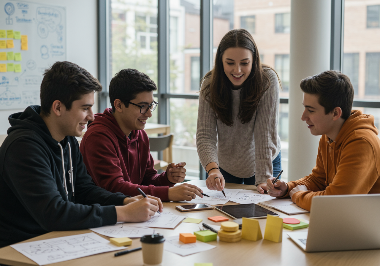 Young entrepreneurs collaborating on their business ideas